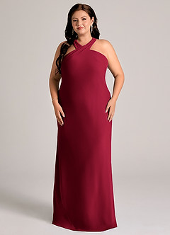 Azazie Doretta Bridesmaid Dresses Burgundy Mermaid Pleated Chiffon Dress image6