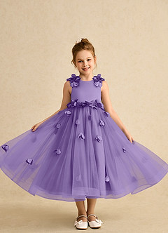 Azazie Atta Robe Demoiselle D'honneur Fillette Robe Trapèze en Tulle Ue épaule Tahiti image4