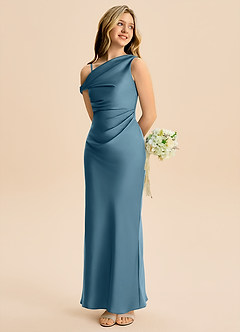 Azazie Emerson Junior Bermuda Sheath Off the Shoulder Stretch Satin Dress image6