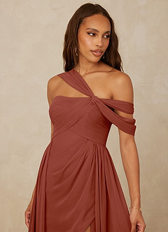 Christian Siriano Bridal for Azazie 1014 Bridesmaid Dresses Auburn A-Line Off the Shoulder Chiffon Dress image7