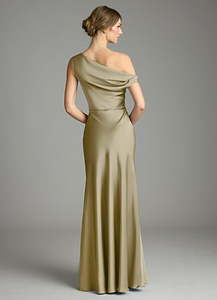 Azazie Emerson Bridesmaid Dresses Moss Green Mermaid Off the Shoulder Stretch Satin Dress image2