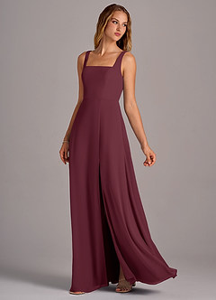 Azazie Debra Bridesmaid Dresses Cabernet A-Line with Pockets Chiffon Convertible Dress image2