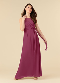 Azazie Marchioness Mother of the Bride Dresses Mulberry A-Line Scoop Pleated Chiffon Dress image1