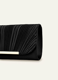front Satin Pleated Envelope Clutch