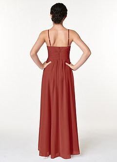 Azazie Catalina Junior Terracotta A-Line Ruched Chiffon Dress image2