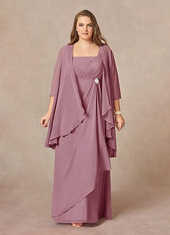 Azazie Weisz Mother of the Bride Dresses Vintage Mauve A-Line Square Neckline Pleated Chiffon Dress image7