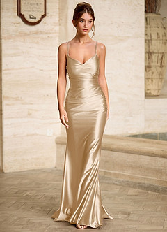 Scarlett Errötender Champagner Rückenfreies Meerjungfrauen-Abendkleid mit Schnürung image4