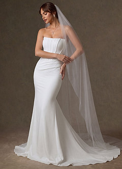 front Minimalist Raw-Edge Cathedral Bridal Veil