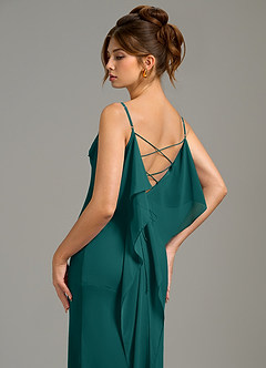 Azazie Kinu Bridesmaid Dresses Peacock Mermaid Corset Chiffon Dress image7