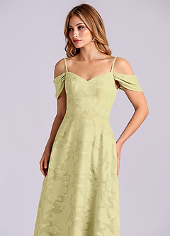 Azazie Marley Brudtärnklänningar Klä av A-Linje i Blommig Utbrändhet Av axeln Citronsorbet Konvertibel image7