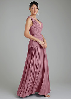 Azazie Kima Bridesmaid Dresses Vintage Mauve A-Line Pleated Chiffon Dress image7