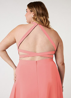 Azazie Clarice Abiti da Damigella Abito A-Line in Chiffon con Scollo Halter Corallo image10