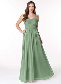 Azazie Zapheira Bridesmaid Dresses Matcha A-Line Ruched Chiffon Dress image1