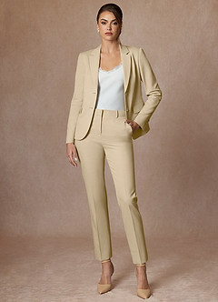 front Whitney Champagne 고급 직조 기술로 제작된 기능성 긴 바지 정장