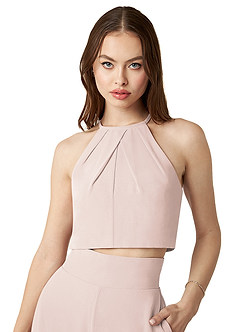 Azazie Kenzi Bridesmaid Dresses Rose Petal Pleated Chiffon Jumpsuit image5