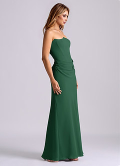 Azazie Debby Bridesmaid Dresses Dark Green Mermaid Strapless Chiffon Dress image5