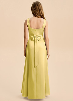 Azazie Kiki Junior Canary A-Line Bow Stretch Satin Dress image5