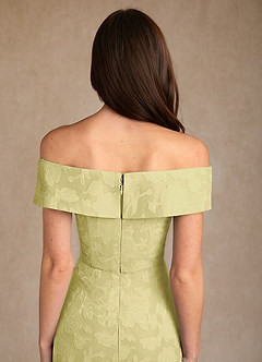 Azazie Medford Mère de la mariée Robes Robe Trapèze en Blumen-Burnout Épaule décolletée Sorbet Citron image8