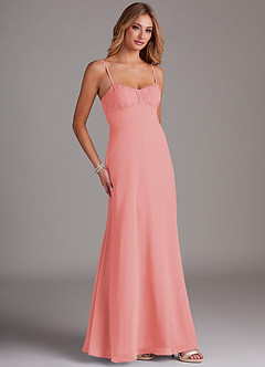 Azazie Breonna Bridesmaid Dresses Coral A-Line Sweetheart Neckline Chiffon Dress image4