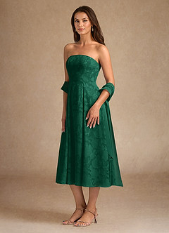 Azazie Lorain Mother of the Bride Dresses Emerald A-Line Pleated Floral Burnout Dress image5