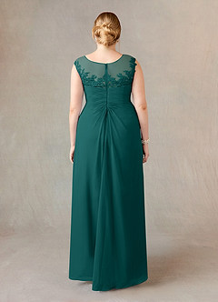 Azazie Endora Mother of the Bride Dresses Peacock A-Line Scoop Lace Chiffon Dress image7