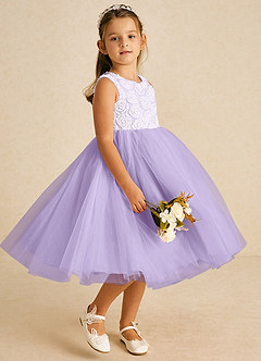 Azazie Missy Flower Girl Klänningar Klänning A-Linje i Tyll Ärmlös image4