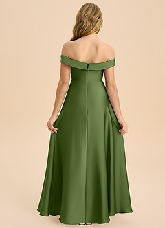 Azazie Sissy Junior Abito A-Line in Raso Elasticizzato a Spalla Scoperta Ginepro image2