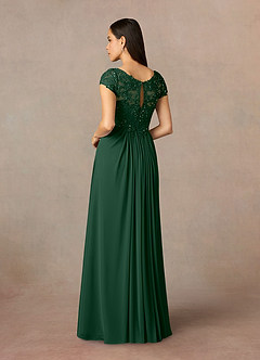 Azazie Macy Mother of the Bride Dresses Dark Green A-Line V-Neck Sequin Lace Lace Dress image4