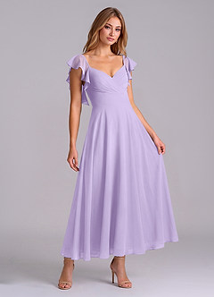 Azazie Leilani Jurken voor bruidsmeisjes Jurk van Chiffon met A-Lijn Ruches Lila image3
