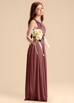 Azazie Bibiane Junior Jurk van Stretch Satijn met A-Lijn Geplooid Amethist image5