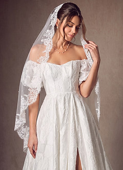 front Pearl Chantilly Lace Mantilla Veil