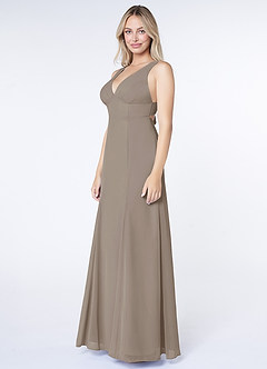 Azazie Christiana Bridesmaid Dresses A-Line V-Neck Pleated Chiffon Floor-Length Dress image3