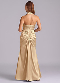 Azazie Destiny Abiti da Damigella Abito Sirena in Raso Elasticizzato Scollo a Cuore Champagne image2