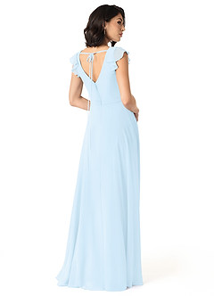 Azazie Claudine Bridesmaid Dresses Sky Blue A-Line Flutter Sleeve Chiffon Dress image5