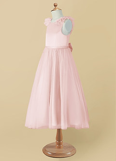 Azazie Dolly Flower Girl Dresses Blushing Pink A-Line Bow Tulle Dress image9