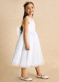 Azazie Lina Blumenmädchenkleider Ballkleid Spitze Kleid Elfenbein Weiß image6