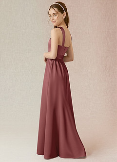 Azazie Jiya Junior Vestido de Amatista de Satén Elástico de Corte en A con Plisado image3