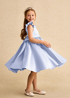 Azazie Dumpling Flower Girl Dresses Lavender A-Line Bow Matte Satin Dress image5