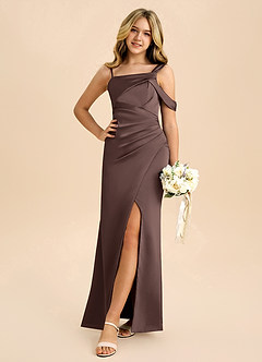 Azazie Wynter Junior Vestido de Ganache de Satén Elástico con Plisado image1