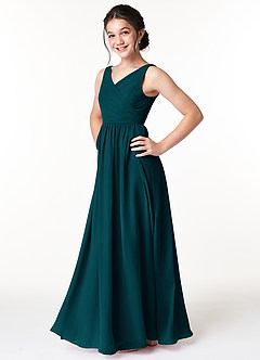 Azazie Sawyer Junior Pine A-Line Pleated Chiffon Dress image5