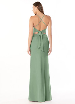 Azazie Aribella Bridesmaid Dresses Matcha Sheath Ruched Chiffon Dress image2