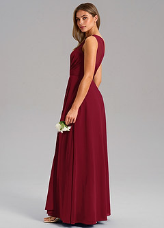 Azazie Phaedra Jurken voor bruidsmeisjes Jurk van Chiffon met A-Lijn One-Shoulder Bourgondië image14