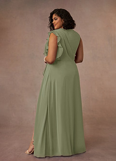 Azazie Narine Mother of the Bride Dresses Pistachio A-Line High Neckline Pleated Chiffon Dress image10