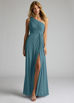 Azazie Brooke Bridesmaid Dresses Bermuda A-Line One Shoulder Mesh Dress image4