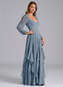Azazie Karan Bridesmaid Dresses Twilight A-Line Long Sleeve Chiffon Dress image5