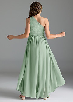 Azazie Mathilda Junior Agave A-Line Pleated Chiffon Dress image2