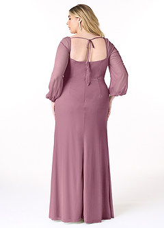 Azazie Charissa Bridesmaid Dresses Vintage Mauve Sheath Corset Pleated Mesh Dress image8