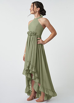 Azazie Hermione Junior Pistachio A-Line Chiffon Dress image4