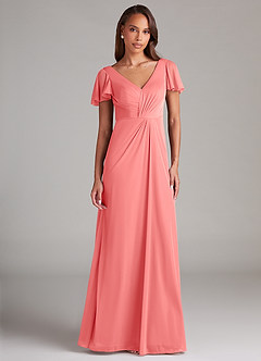 Azazie Soren Sprzedaż ostateczna Linia A Siatka Długość podłogi Sukienka image1