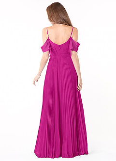 Azazie Lyney Brautjungfernkleider A-Linie Schulterfrei Chiffon Kleid Fuchsia image2